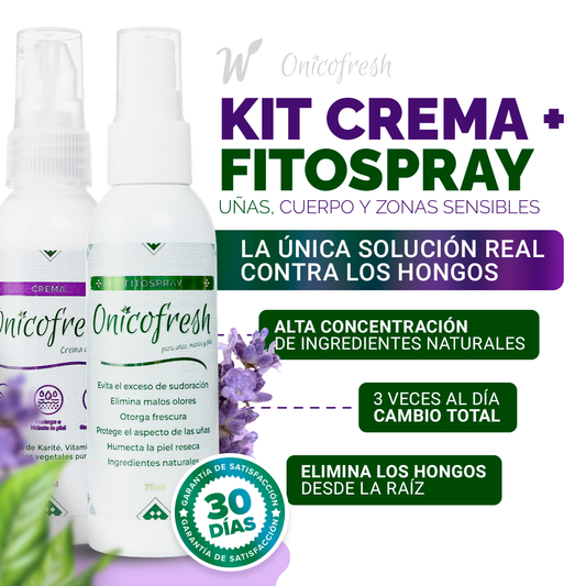 Kit Antihongos Uñas, pies, cuerpo y zonas sensibles: 1 Fitospray + 1 Crema 75 ml c/u