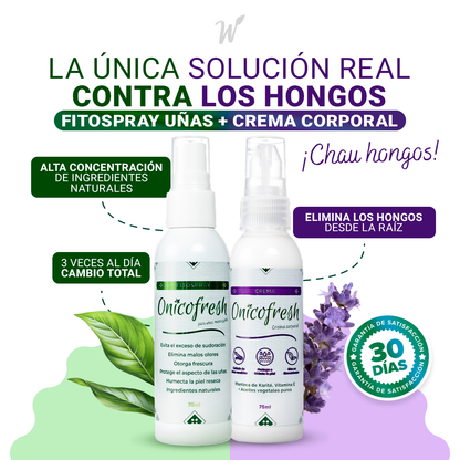 Kit Antihongos Uñas, pies, cuerpo y zonas sensibles: 1 Fitospray + 1 Crema 75 ml c/u