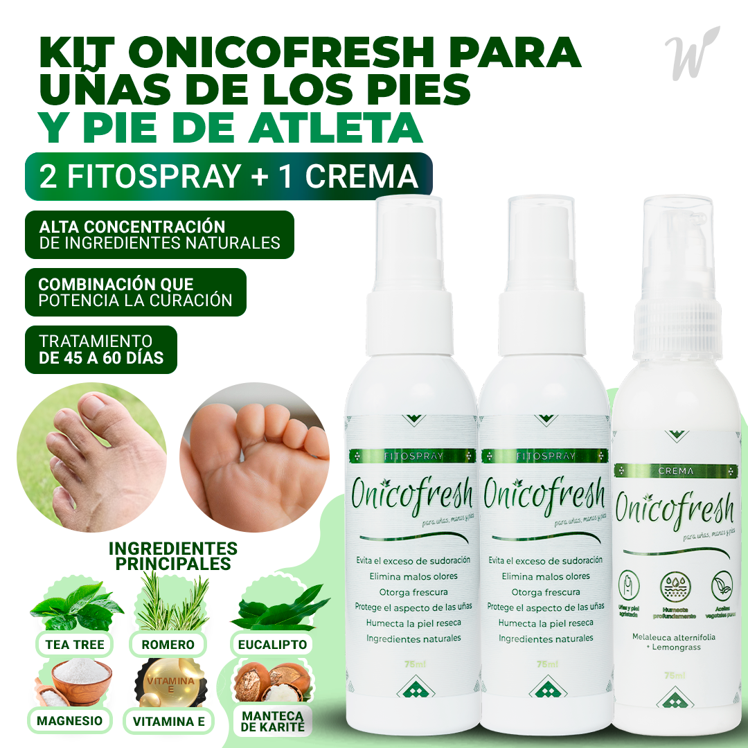 Onicofresh® KIT para Uñas, Manos y Pies: 2 Fitospray + 1 Crema 75 ml c/u