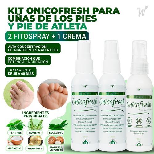 Onicofresh® KIT para Uñas, Manos y Pies: 2 Fitospray + 1 Crema 75 ml c/u