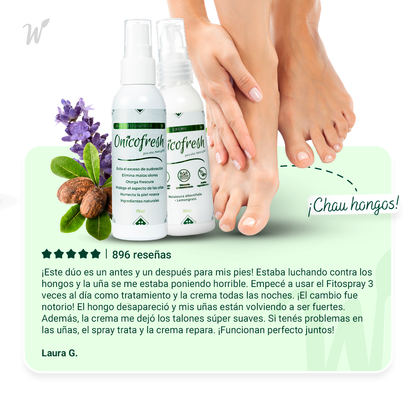 Onicofresh® KIT para Uñas, Manos y Pies: 2 Fitospray + 1 Crema 75 ml c/u