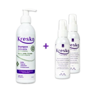 KIT Kresko: 1 Shampoo Anticaída 300 ml + 2 Lociones 75 ml